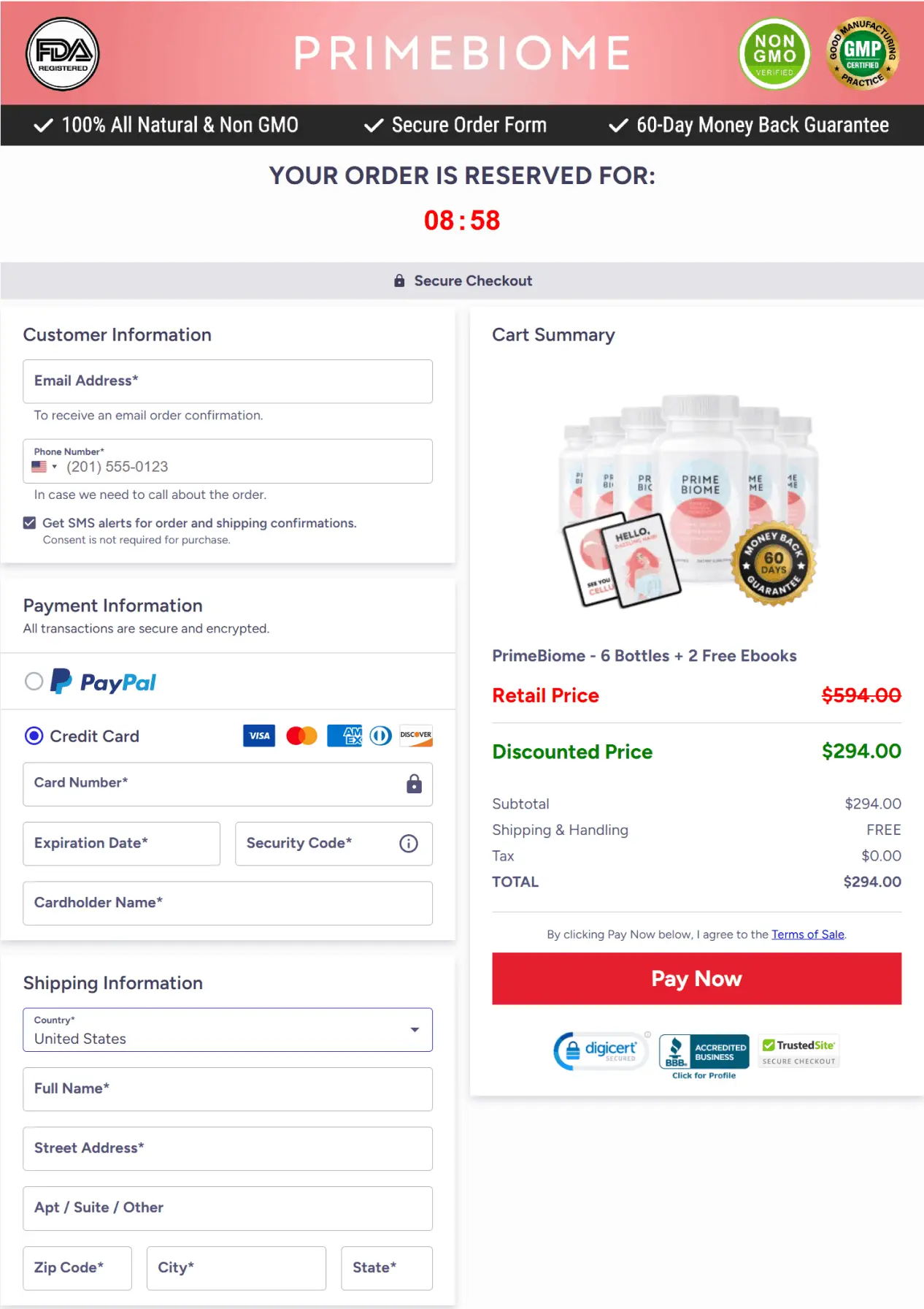 Prime Biome secure checkout